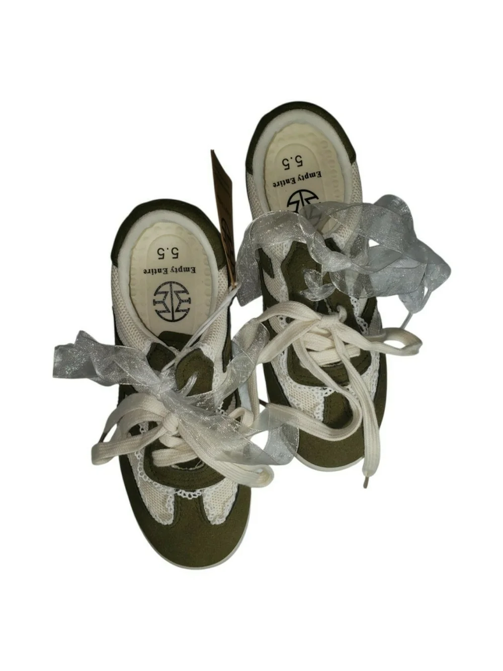 Empty Entire womens elegant ribbon lace-Up with lace up sneakers Size 5.5